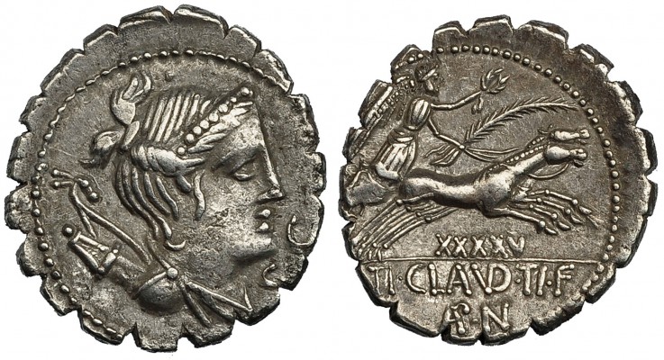 CLAUDIA. Denario. Roma (79 a.C.). R/ Victoria con corona y palma en biga a der.;...