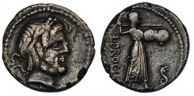PROCILIA. Denario. Roma (80 a.C.). FFC-1083. SB-1. Rayitas. BC+/MBC-.