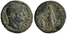 ADRIANO. As. Roma (125-128). R/ SALVS AVGVSTI S.C.; en el exergo COS III. RIC-678. CH-1357. Pátina oscura. BC+.