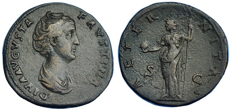 FAUSTINA MADRE (esposa de Antonino Pío). Sestercio. Roma (141-161). A/ DIVA AVGV...