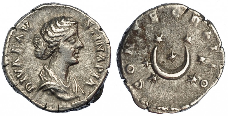 FAUSTINA HIJA (Esposa de Marco Aurelio). Denario. Roma (176). A/ Busto drapeado ...