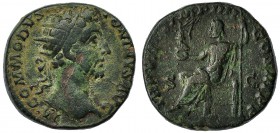 CÓMODO. Dupondio. Roma (182). R/ Júpiter con cetro y victoria. RIC-333. Golpe en anv. BC+.