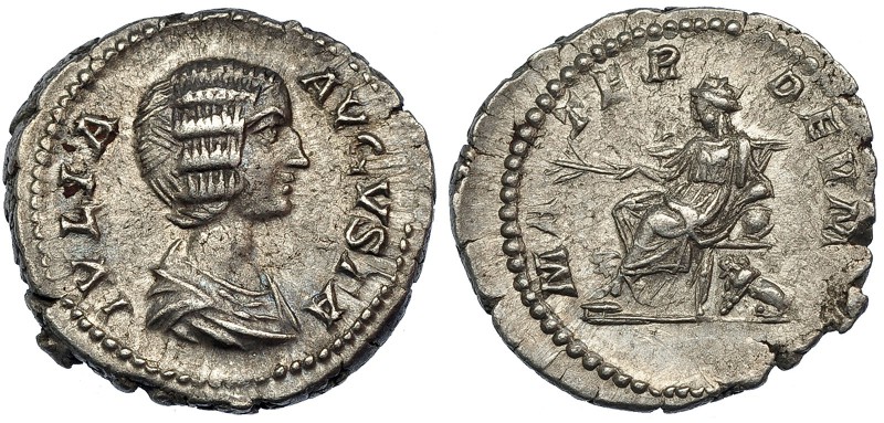 JULIA DOMNA (Esposa de Septimio Severo). Denario. Roma (196-211). A/ Busto drape...