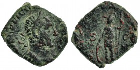GALIENO. Sestercio (253-254). R/ La Virtud con lanza y escudo. RIC-248. CH-1295. BC+/BC-. Muy escasa.