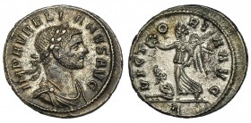 AURELIANO. Denario. Roma (274-275). R/ La Victoria con guirnalda y palma; VICTORIA AVG. RIC-73. R.P.O. EBC-.
