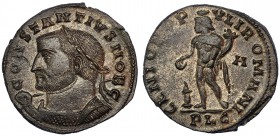 CONSTANCIO I. Follis. Lugdunum (301-303). R/ GENIO POPVLI ROMANI. RIC-167a. EBC/MBC+.