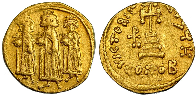 HERACLIO, HERACLIO CONSTANTINO Y HERACLONAS. Sólido. Constantinopla, H (610-641)...