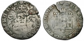 ENRIQUE IV. Cuartillo. Burgos. Ramos de granada a los lados del busto. III-739.2. Grieta. BC/BC+. Escasa.