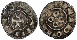 PEDRO I (1196-1213). Señorío de Montpellier. Óbolo. Ley. degenerada en anv. y rev. IV-164. Grieta. MBC-.