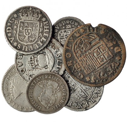 Lote de 7 monedas de plata. De Carlos III el Pretendiente a Carlos III. 1/2 real...