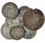 Lote de 7 monedas de plata. De Carlos III el Pretendiente a Carlos III. 1/2 real (2): 1788. Madrid; 1780. México. 1 real (4): 1733. Sevilla; 1751. Mad...
