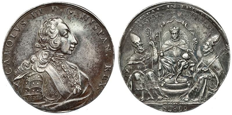 Medalla de proclamación. 1759. Sevilla. AG 33,5 mm. H-40. Grabador: Fuente. EBC-...