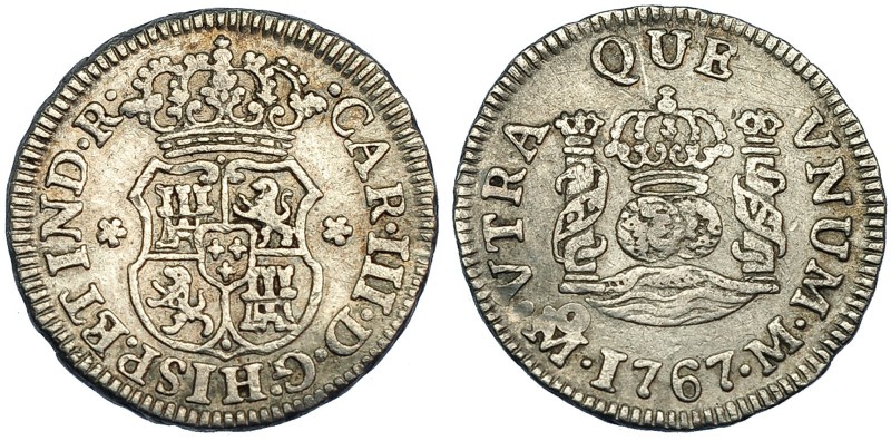 1/2 real. 1767. México. M. VI-164. MBC.