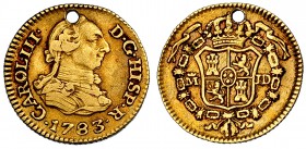 1/2 escudo. 1783. Madrid. JO. VI-1062. Agujero. MBC.