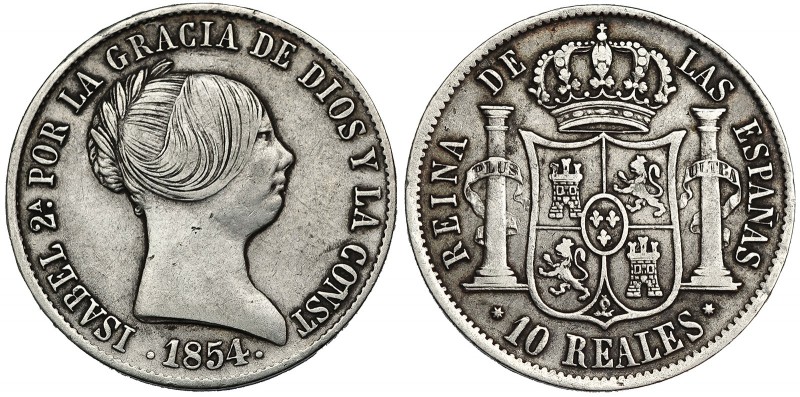 10 reales. 1854. Sevilla. VI-469. MBC.