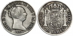 10 reales. 1854. Sevilla. VI-469. MBC.
