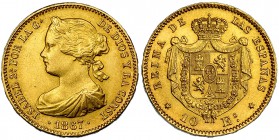 10 escudos. 1867. Madrid. VI-667. EBC.