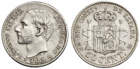 50 céntimos. 1885*(8)-6. Madrid. MSM. VII-50. Pequeñas marcas. EBC-.