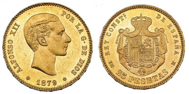25 pesetas. 1879*18-79. México. EMM. VII-107. B.O. EBC+.