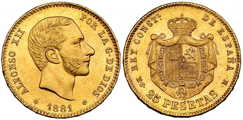 25 pesetas. 1881*18-81. Madrid. MSM. VII-110. B.O. EBC+.