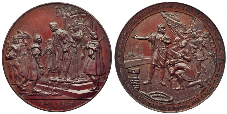 Medalla del 4º centenario del descubrimiento de América. 1892. AE 70,5 mm. Graba...