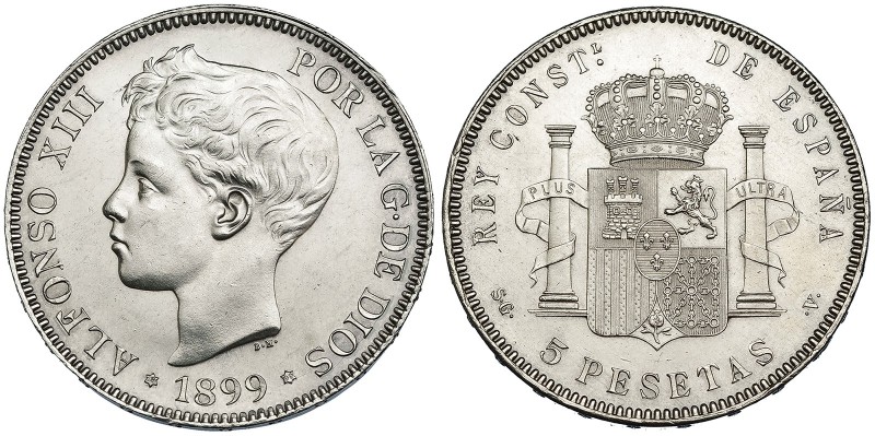 5 pesetas. 1899*18-99. Madrid. SGV. VII-191.