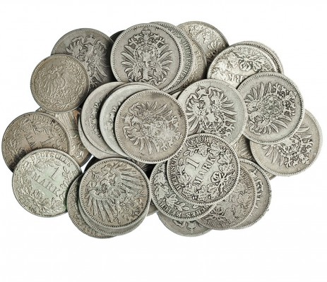 ALEMANIA. Lote de 47 piezas. 8 monedas de 1/2 marco: 1905; 1906 (3); 1915; 1916 ...