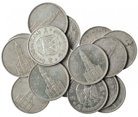 ALEMANIA. Lote de 17 monedas de 5 marcos. Tercer Reich. 1934 (6); 1935 (9). Cons...