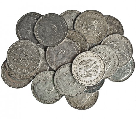 ALEMANIA. Lote de 22 monedas de 5 marcos. Tercer Reich. 1935 (6); 1936 (13); 193...