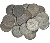 ALEMANIA. Lote de 22 monedas de 5 marcos. Tercer Reich. 1935 (6); 1936 (13); 1937; 1938 (2). Conservación media MBC.