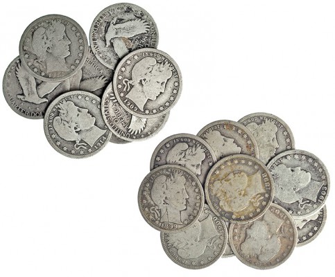 ESTADOS UNIDOS. Lote de 18 monedas de 1/4 de dólar. 1897; 1898; 1899; 1900; 1902...