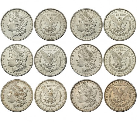 ESTADOS UNIDOS. Lote de 6 monedas de 1 dólar. 1880-S; 1881; 1881-S; 1882; 1882-O...
