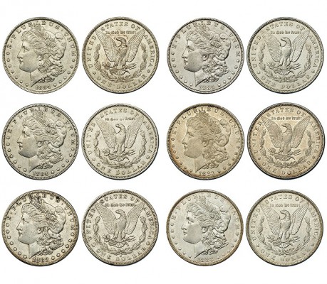 ESTADOS UNIDOS. Lote de 6 monedas de 1 dólar. 1883; 1883-O; 1883-S; 1884; 1884-O...