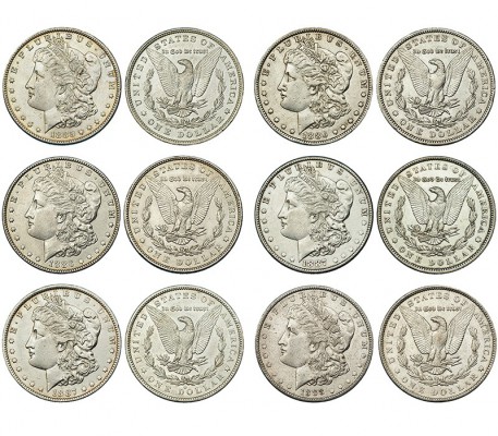 ESTADOS UNIDOS. Lote de 6 monedas de 1 dólar. 1885-O; 1886; 1886-O; 1887; 1887-0...