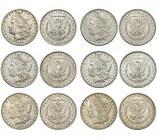 ESTADOS UNIDOS. Lote de 6 monedas de 1 dólar. 1888-O; 1889; 1889-O; 1890; 1890-O; 1890-S. Conservación media MBC+.