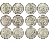 ESTADOS UNIDOS. Lote de 6 piezas de dólar: 1891, 1891-O, 1891-S, 1892, 1896, 1896-O. MBC-/MBC+.