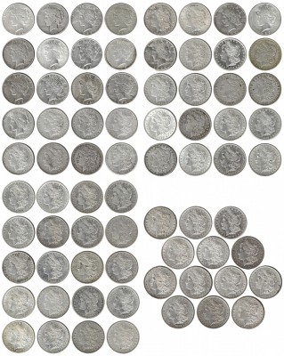ESTADOS UNIDOS. Lote de 73 monedas de 1 dólar. 1878, 1878-S, 1879, 1879-0, 1879-...