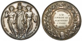 FRANCIA. Medalla conmemorativa Exposición regional en Rouen. 1859. AR 51,5 mm. Grabador: Hamel. EBC.