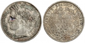 FRANCIA. 5 francos. 1851. A. KM-761.1. Pátina irregular. MBC+.