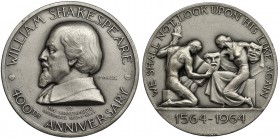 GRAN BRETAÑA. Medalla. AR 39mm - 26,75 g. 1964. 400 aniversario del nacimiento de William Shakespeare. SC.