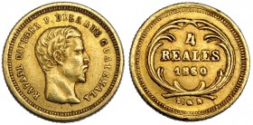 GUATEMALA. 4 reales. Carrera. 1860. K-135; FR-37. MBC.