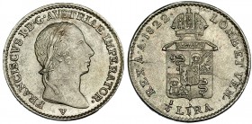 ESTADOS ITALIANOS. Lombardía-Venecia. 1/4 de lira. 1822. V. C-4. EBC.
