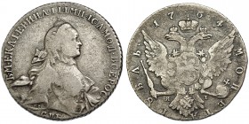 RUSIA. Catalina II. Rublo. 1764. San Petersburgo. KM-67.2a. BC+.