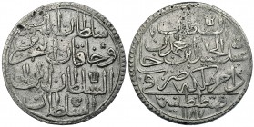 OTOMANOS. 2 zolotas. Abdul Hamid I. 1187H Constantinopla. KM-401. Pequeñas marcas. MBC.