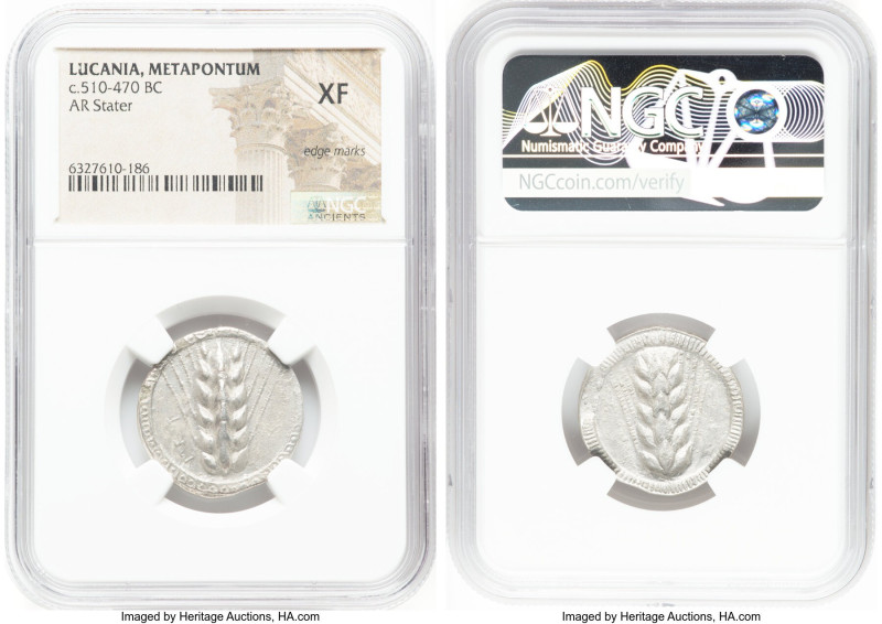 LUCANIA. Metapontum. Ca. 510-470 BC. AR stater (23mm, 12h). NGC XF, edge marks. ...