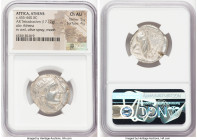 ATTICA. Athens. Ca. 455-440 BC. AR tetradrachm (24mm, 17.12 gm, 10h). NGC Choice AU 5/5 - 4/5. Early transitional issue. Head of Athena right, wearing...