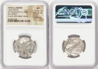 ATTICA. Athens. Ca. 440-404 BC. AR tetradrachm (25mm, 17.20 gm, 1h). NGC MS 5/5 - 4/5, light marks. Mid-mass coinage issue. Head of Athena right, wear...