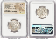 ATTICA. Athens. Ca. 440-404 BC. AR tetradrachm (24mm, 17.18 gm, 4h). NGC Choice AU 5/5 - 4/5. Mid-mass coinage issue. Head of Athena right, wearing ea...