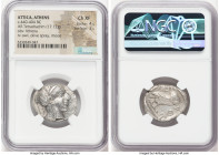 ATTICA. Athens. Ca. 440-404 BC. AR tetradrachm (25mm, 17.12 gm, 2h). NGC Choice XF 4/5 - 3/5. Mid-mass coinage issue. Head of Athena right, wearing ea...