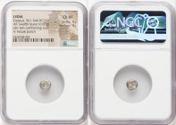 LYDIAN KINGDOM. Croesus (561-546 BC). AR hemihecte or 1/12 stater (8mm, 0.83 gm). NGC Choice VF 4/5 - 4/5. Persic standard, Sardes. Confronted forepar...